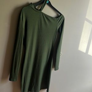 Olive Green off the shoulder summer dress